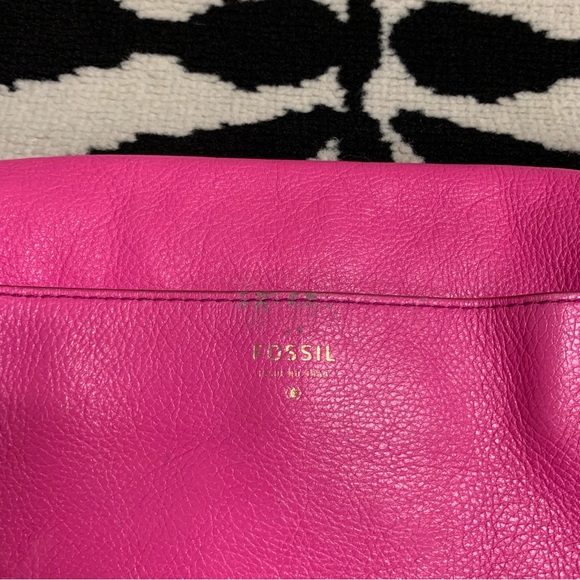 Fossil Crossbody Bag Neon Pink Leather Turn Lock - Picture 10 of 14